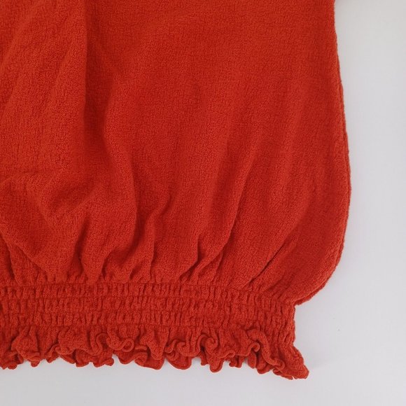 MADEWELL Sz S Frill Smock Textured Drawstring Top Round Neck Cotton Minimalism - Picture 8 of 15